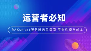 运营者必知：RAKsmart服务器选型指南 平衡性能与成本